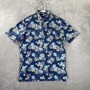 Johnnie-O Shirt men's Medium Polo Floral Print Performance Hawaiian Golf AOP